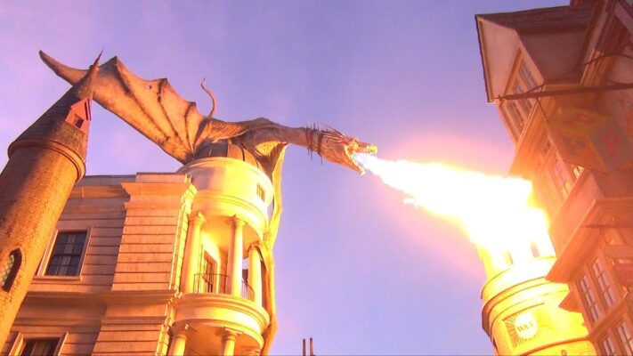 The Gringotts Dragon Breathing Fire