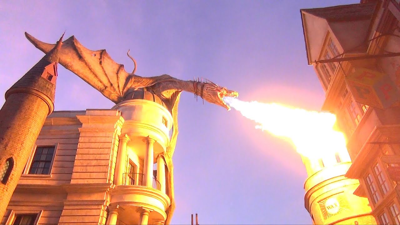 The Gringotts Dragon Breathing Fire